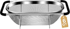 Over the Sink Colander - 6QT Strainers and Colanders - Stainless Steel Strainer by UTTKOJ