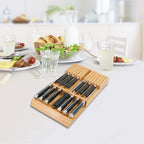 Utoplike in-Drawer Knife Block Bamboo Kitchen Knife Drawer Organizer, Handle - Image 7