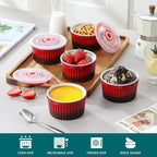 vancasso 8 oz Ramekins with Lid, Porcelain Creme Brulee Souffle Dishes - Image 4