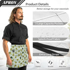 Server Apron with 3 Pockets, Waterproof Oil Waitress Waiter Half Apron - Image 7