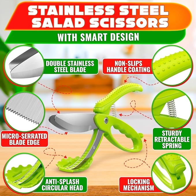 Salad Scissors for Chopped Salad – Multiblade Cooking Scissors for Kitchen - Image 3