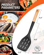 Pack of 2 Silicone Spatula, Non Stick Cooking Utensil Set Wooden Handle Kitchen - Image 2