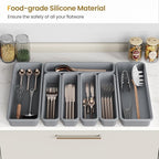 7 Pack Silicone Silverware Drawer Organizer, DIY Free Combination Kitchen - Image 2
