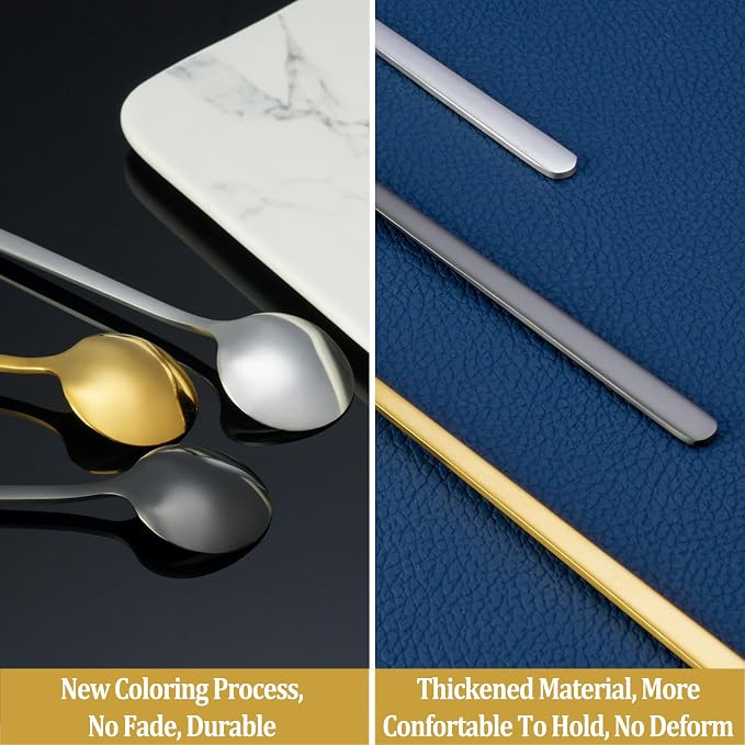 12 Pcs Teaspoons Set, 6.7 Inch Black Tea Spoons Long Handle, Food Grade - Image 5