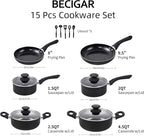 BECIGAR Black Ceramic Pots and Pans Set, Nonstick Pan Pots and Pans Set Non - Image 2