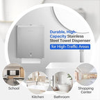 Commercial Paper Towel Dispenser Wall Mount, Stainless Steel C-Fold Multifold - Image 7