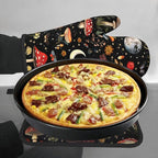 Cute Mushroom Oven Mitts and Pot Holders Sets of 3, Heat Resistant Black Hot - Image 3