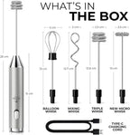 Zulay Kitchen Metal Rechargeable Milk Frother, 3 Whisk Attachments Handheld - Image 7