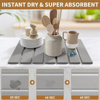 Stone Dish Drying Mat for Kitchen Counter, 15.5''x11.8'' Foldable Quick Dry - Image 3