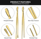 DEHOV 12 Inch Gold Stainless Steel Kitchen Tweezers - Image 2