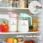 32oz Glass Pitcher with Lid, Heat & Cold Resistant, Leak-Proof Wide-Mouth Milk - Image 5