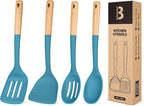 Silicone Cooking Utensils Set, Perfectly Angled by BADIANO