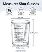 Shot Glasses Measuring Cup Set 2PACK Espresso Shot Glasses Liquid Heavy Glass - Image 2