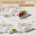 Pearl White 2Pcs Large Stone Dish Drying Mat - Image 4