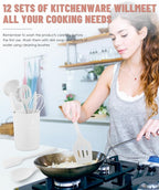 Kitchen Utensils Set-12 Pieces Silicone Cooking Utensils Set 392°F Heat - Image 4