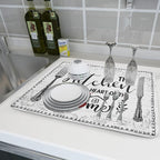 White Kitchen Dish Drying Mat 18x24 Inch Knife Fork Dish Drainer Rack Mats - Image 6