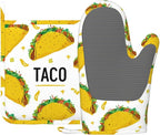 Taco Time Heat-Resistant Oven Mitts and Pot Holder Kitchen Non-Slip Silicone by Unknown