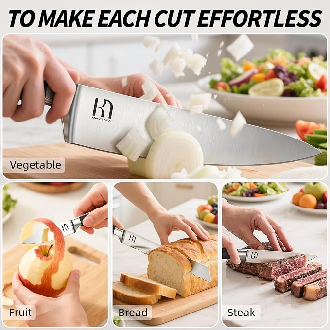 KnifeSaga Premium Knife Set 15 Pcs Quality Kitchen Knife Set - Image 5