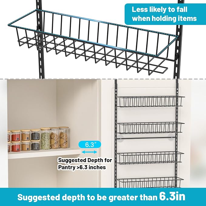 ElegantArray 8-Tier Pantry Door Oragnizer, Over The Door Pantry Organizer Rack - Image 5