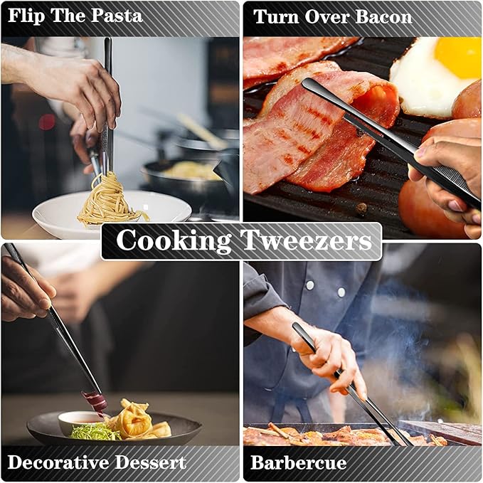 JETKONG 2 Pcs 10-Inch Kitchen Tweezers Tongs - Image 5