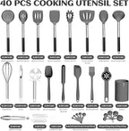 Silicone Cooking Utensils Set Utensil: 40 Pcs Black Stainless Steel Cookware Set - Image 7