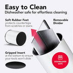 Cooler Kitchen White Rotating Extra Large Stainless Steel Utensil Holder Caddy - Image 3