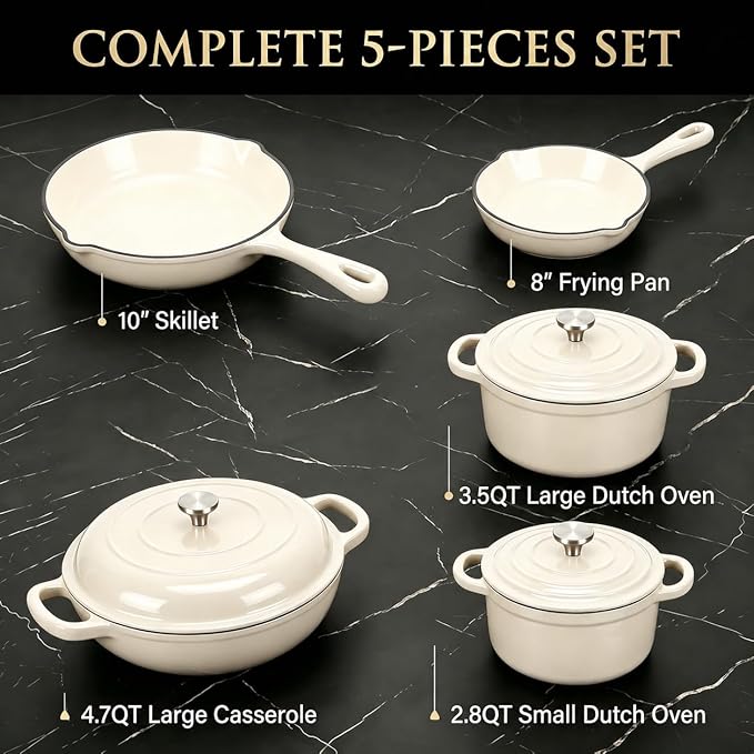 Nonstick Enameled Cast Iron Cookware Set - Image 3