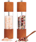 Acacia Wooden Salt and Pepper Grinder Set, 8 Inches Refillable Salt and Pepper by Setron