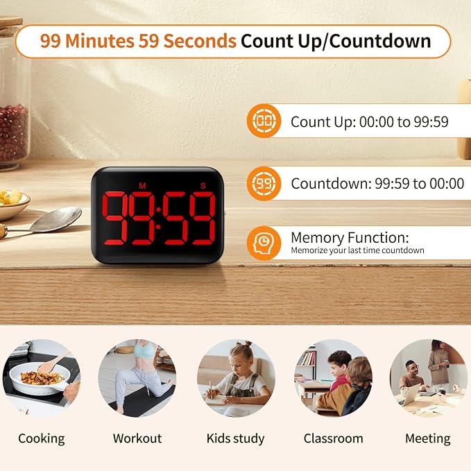 VOCOO Magnetic Kitchen Timer for Cooking - Image 3