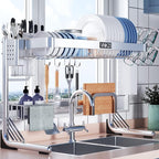 VNKZI Over Sink Dish Drying Rack, 2 Tier Full Stainless Steel Storage by VNKZI