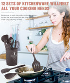 Kitchen Utensils Set-12 Pieces Silicone Cooking Utensils Set 392°F Heat - Image 4