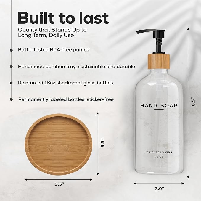 Glass Hand Soap Dispenser Bathroom Set by Brighter Barns - Image 3