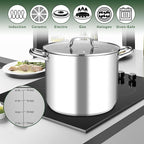 Leonyo Stainless Steel Stock Pot, 24QT Large Pot - Image 3