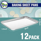 Mimorou 12 Pcs Baking Sheet Stainless Steel Cookie Sheet Small Metal Pans - Image 2