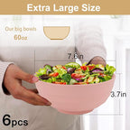 Wrova Wheat Straw Bowls Set 60 OZ Unbreakable Large Cereal Bowls Set of 6 - Image 2