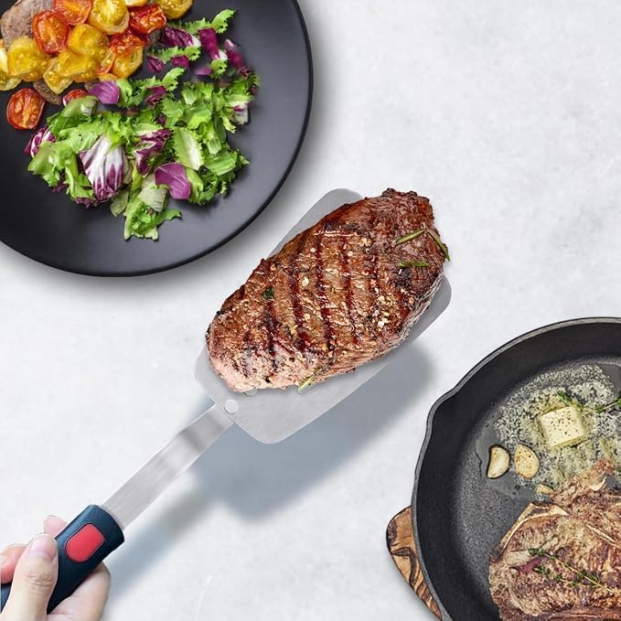 Stainless Steel Spatula, Flexible Metal Slotted Turner - Image 3