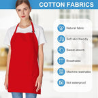 Jubatus 2 Pack 3 Pockets 100% Cotton Adjustable Bib Apron Chef Kitchen Cooking - Image 4