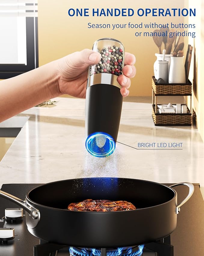 CIRCLE JOY Gravity Electric Salt and Pepper Grinder Set Automatic Salt and - Image 4