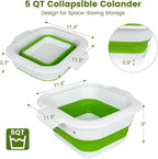 Collapsible Colander Set with Strainer Bowl, 2 in 1 Fruit Washing Basket with - Image 2