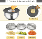 Wildone Mixing Bowls with Airtight Lids, 3 Grater Attachments, Measurement - Image 3