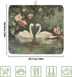 Swans Dish Drying Mat 18x16 Inch, Wildlife Aesthetic Dish Drainer Mats Summer - Image 2