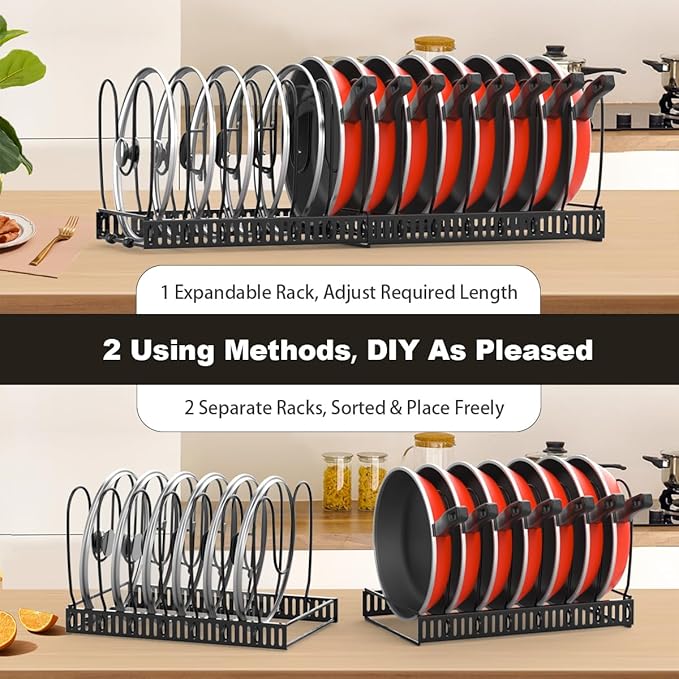 Housolution 2 Pack Pot and Pan Organizer, Pan Lid Holder Storage Rack - Image 4