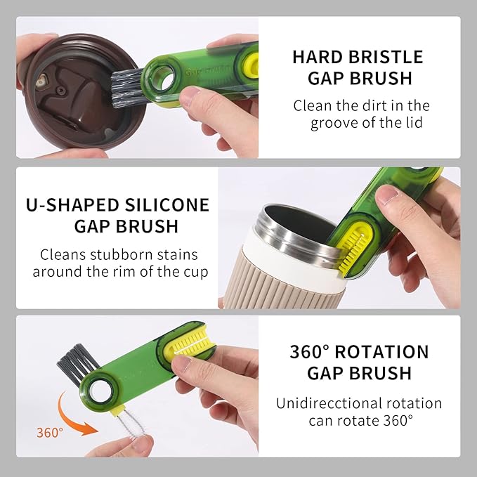 3 in 1 Cup Lid Gap Cleaning Brush Set, Mutipurpose Tiny Silicone Cup Holder - Image 2