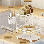 Small 2 Tier Dish Drying Rack, Space Saving Dish Racks - Image 2