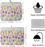 Tulip Floral Dish Drying Mat for Kitchen Counter Watercolor Spring Flower Dish - Image 2