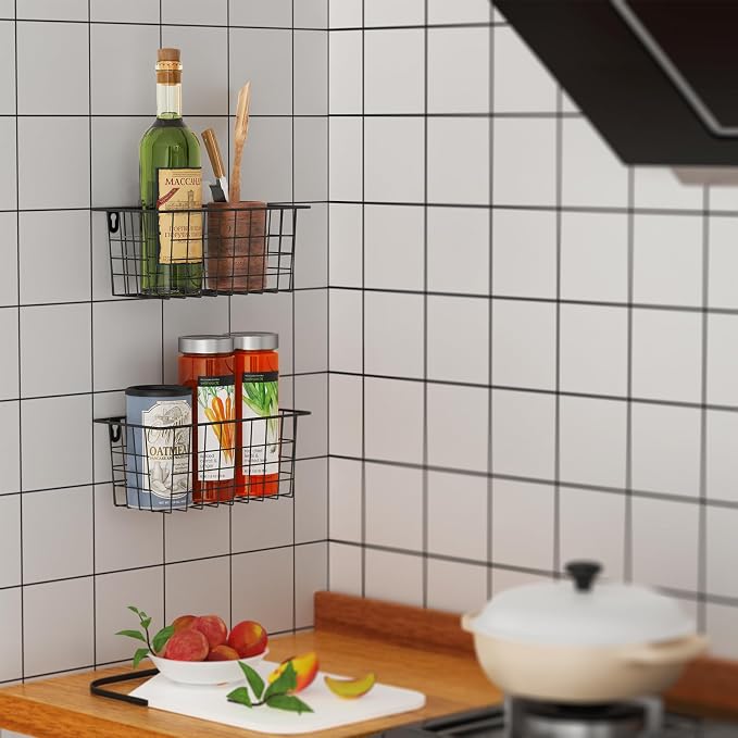 MaraFansie Hanging Wire Baskets Kitchen Storage Basket Adhesive and Screws - Image 4