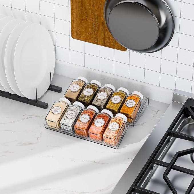 Yieach 8 Pack Adjustable Narrow In Drawer Spice Organizer - Image 8