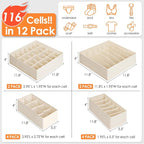 12 Pack Baby Clothes Organizer for Nursery, 116 Cells Fabric Foldable Dresser - Image 2