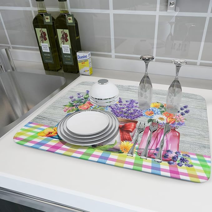 Kawani Spring Summer Flowers Dish Drying Mat - Image 5
