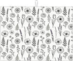 Black and White Floral Aesthetics Dish Drying Mat, by Vodbne